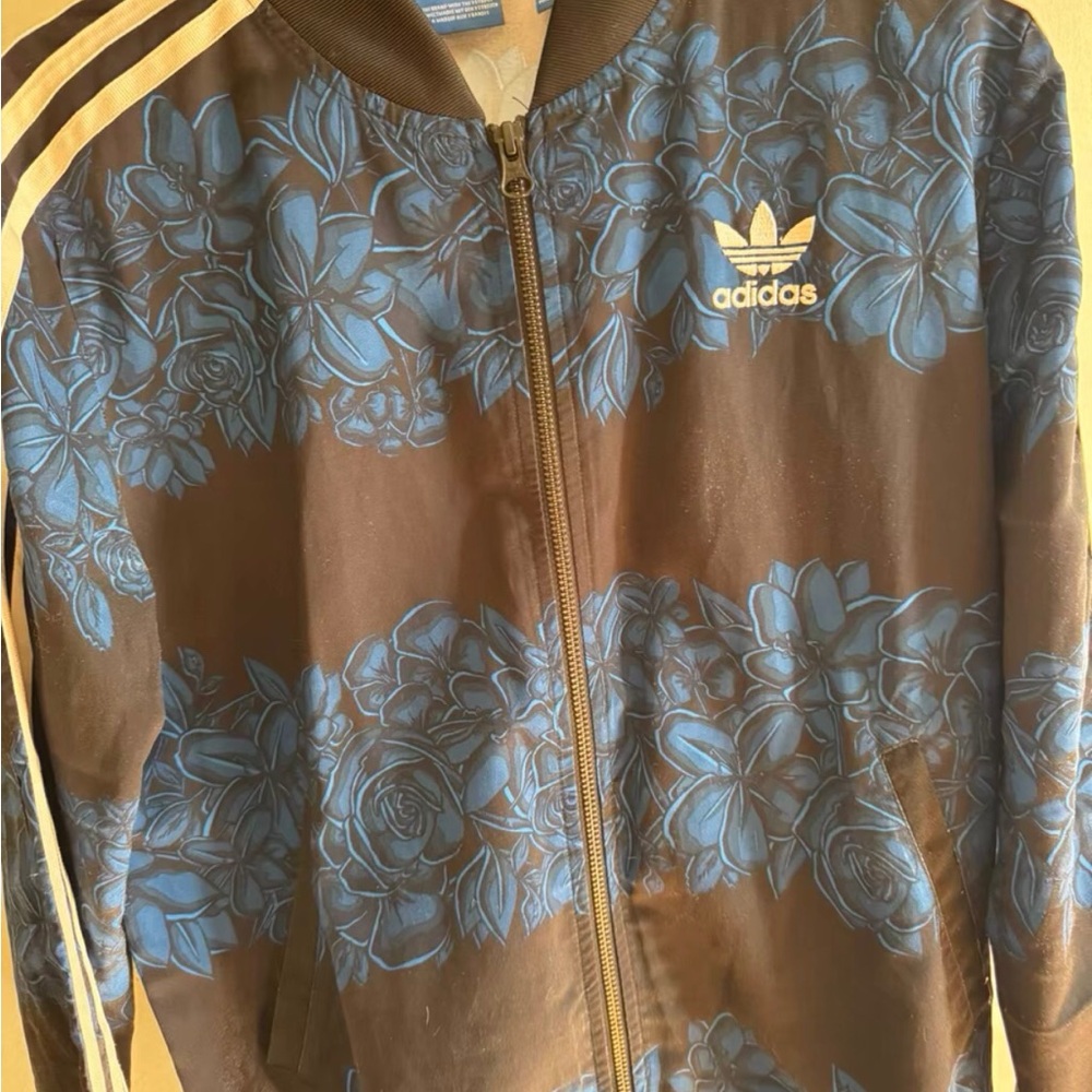 adidas Kids Hoodie with Blue Floral Design